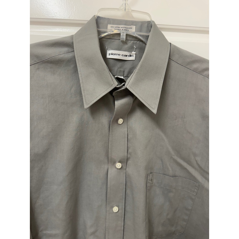 Pierre Cardin Mens Gray Long Sleeve Button Down Dress Shirt 16-16.5 32/33